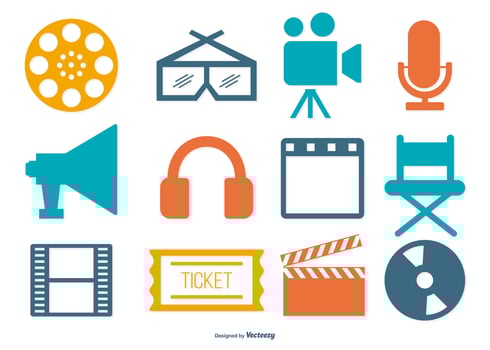 Colorful Assorted Cinema Icon Collection vector