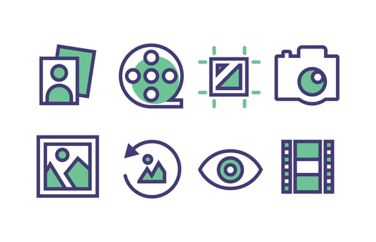 Photography Icon Pack with Duotone Colors vector