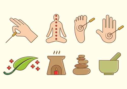 Set Of Acupuncture Icon vector