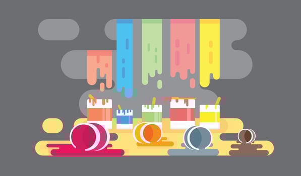 Colorful Paint Pot Background Vector Flat Illustration