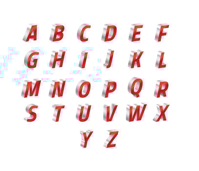 3D Font Red Silver Free Vector