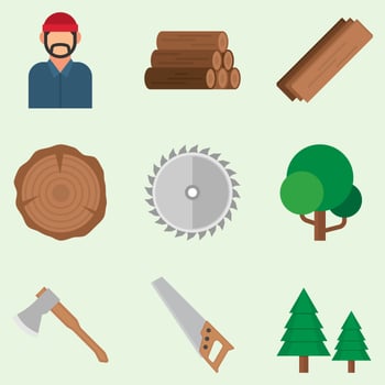 Lumberjack Icons Set vector