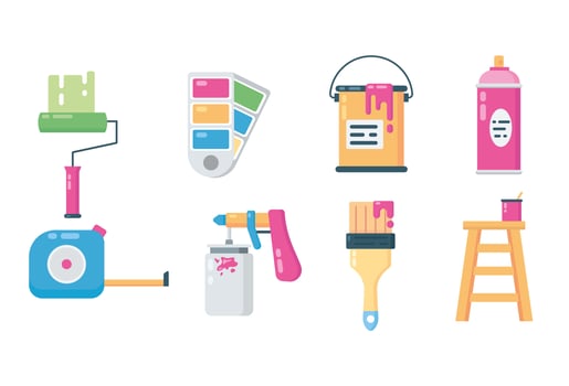 Paint Equipment Icons vector