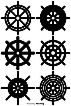 Vector Icons Set Of Ship Wheel