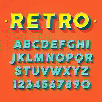 Retro 3D Font Vector