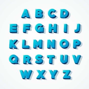 Blue 3D Alphabet Font vector