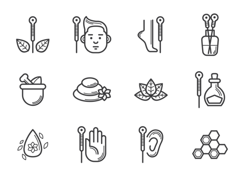 Acupuncture Icons Vector