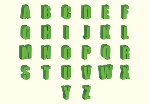 Set Of 3D Fonts Vector
