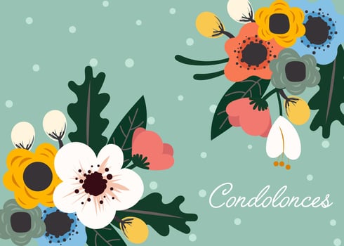 Floral Card For Condolences Vector 