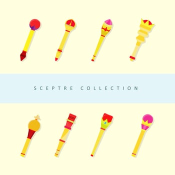 Golden Sceptre Flat Vector Collection