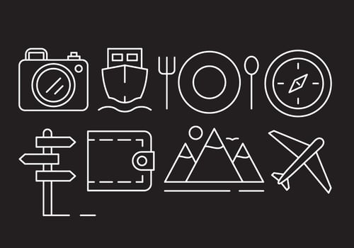 Linear Travel Icons vector