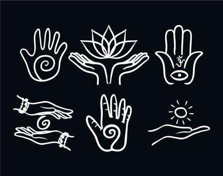 Healing hand vector set