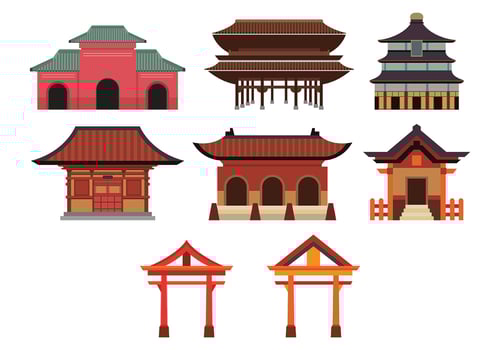 Set Of Shrine Icon vector