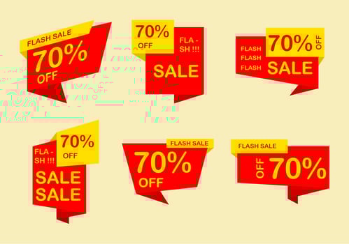 Flat Red Price Flash Vectors 