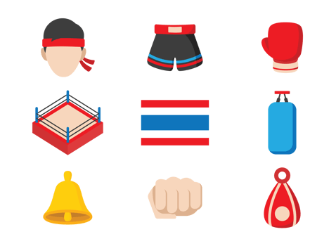 Muay Thai Icons Vector