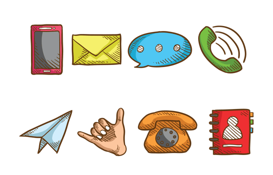 Sketchy Contact Me Icons Vector