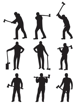 Woodcutter Silhouette Vectors 