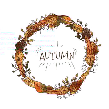 Autumn Crown Of Flowers And Leaves To Autumn Season vector