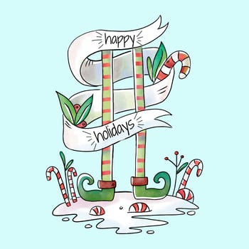 Cute Elf Legs With Snows And Christmas Sweet And Leaves vector