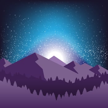 Starry Night Sky And Silhouette Of The Mountain Illustration vector