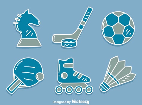 Sport Icons On Blue Vector