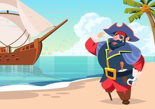Pirate Seaman on Island Vector 