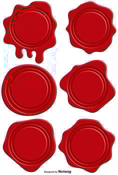Vector Set Of Red Realistic Stamp Wax Seal