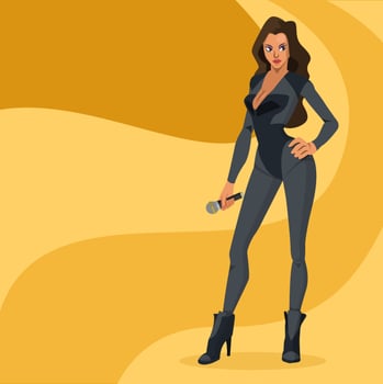 Full Body Pop Star Vector Cartoon Illustration
