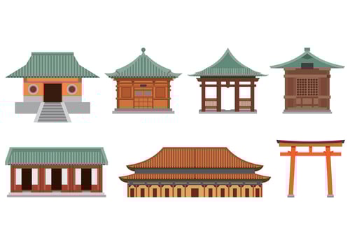 Set Of Shrine Icon vector