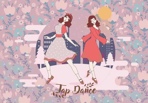 Vintage Floral Tap Dance Vector
