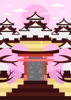Shrine Torri Landscape Illustration Vector 2