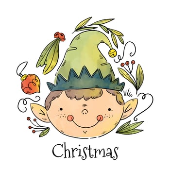 Cute Santa Elf Smiling Vector 
