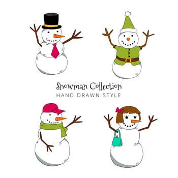 Hand Drawn Snowman Character Vectors 