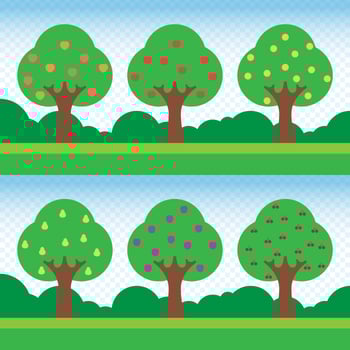 Trees And Fruits Illustration Set vector