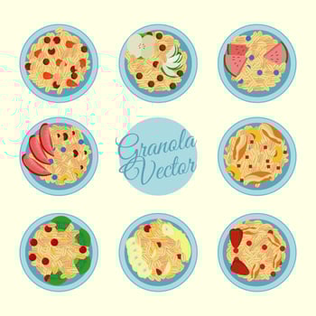 Granola in a bowl vector