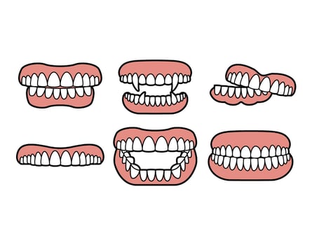 False teeth vector set