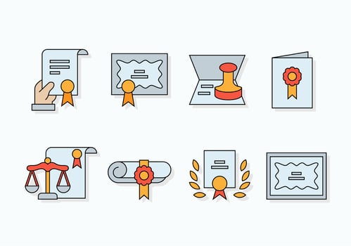Flat Certificate of Graduation Icon vector