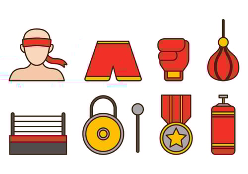 Set Of Muay Thai Icon vector