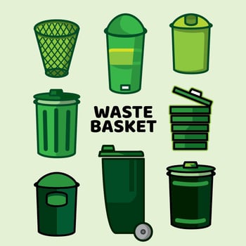 Waste Basket Flat Icon vector