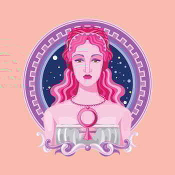 Close-up Birth of Greek Goddess Aphrodite vector