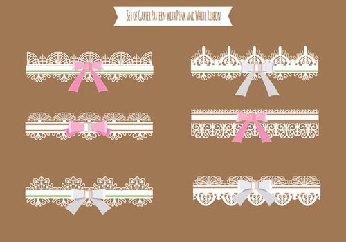 Set of Garter Pattern with Violet Ribbon vector