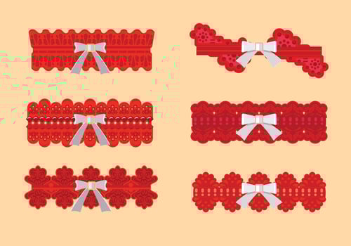 Set of Red Garter Pattern with White Ribbon vector
