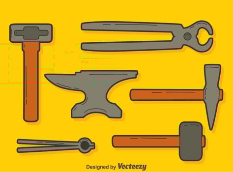 Blacksmith Tools On Orange Vector