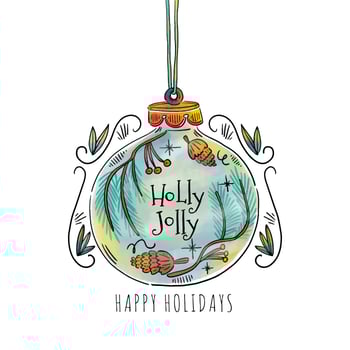 Transparent Christmas Ball with Leaves And Berries Inside vector