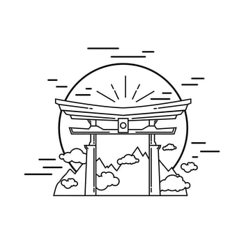 Linear Style Shrine Vector 