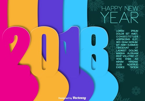 2018 Happy New Year Vector Colorful Background