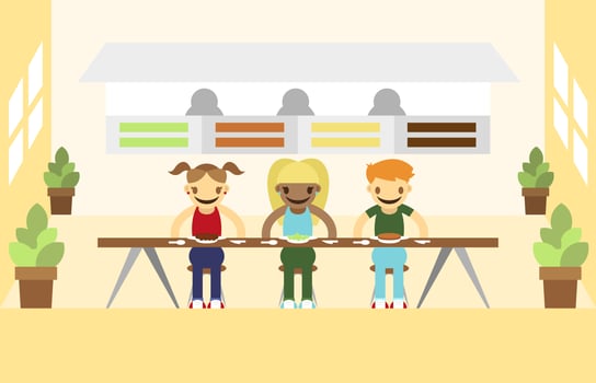 Canteen People Eating Illustration Vector