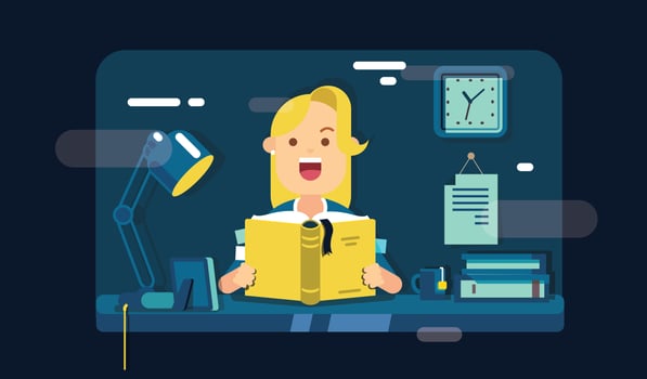 Girl Excited About Books Vector