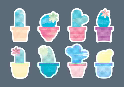 Vector Dotted Cacti Collection