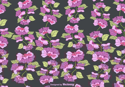 Vector Colorful Sweet Peas Flower Seamless Pattern